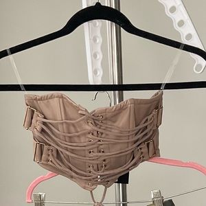 Pu crop top zip in back